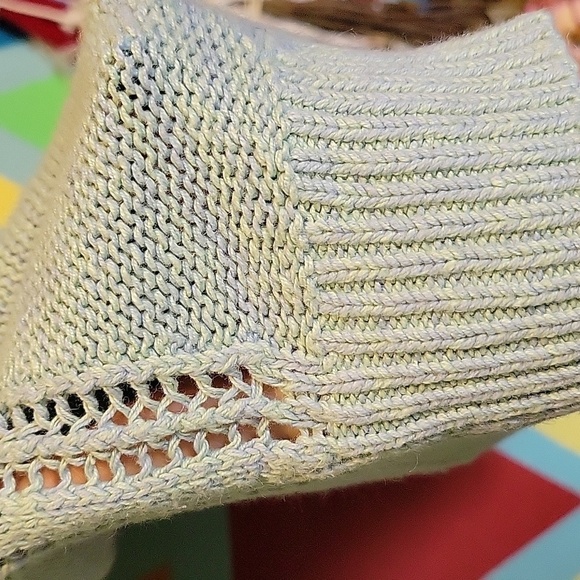 Mossimo Women's Cable Knit Linen Blend Crew Sweater Heathered Green Blue Size L - Picture 10 of 10